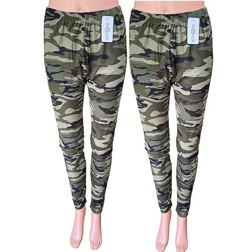 NWT ~ 2 Pairs CAMO Leggings by DU NORTH Camouflage ~ Women's Size Diva (12-26)